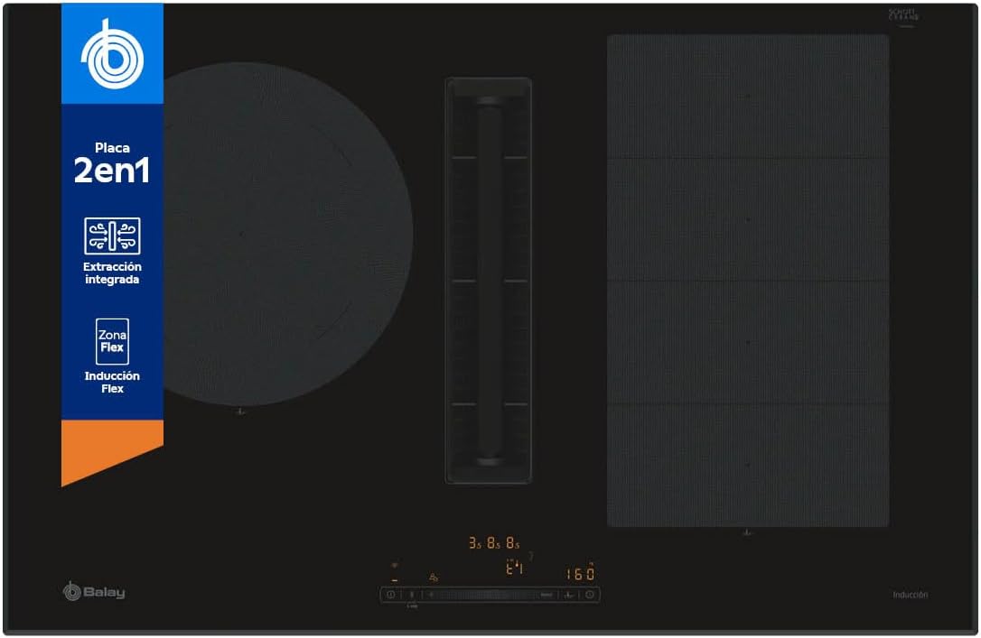 Placa de inducción 3EBC989LH, 80 cm, negro, Balay