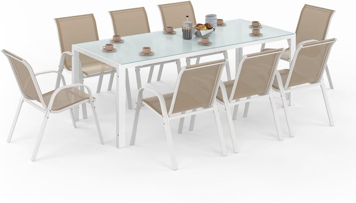 Silla, 190 cm, blanco, para el jardín, para el salón, IDMarket