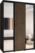Armario, 235,2 × 180 × 60 cm, con estantes, negro, para el dormitorio