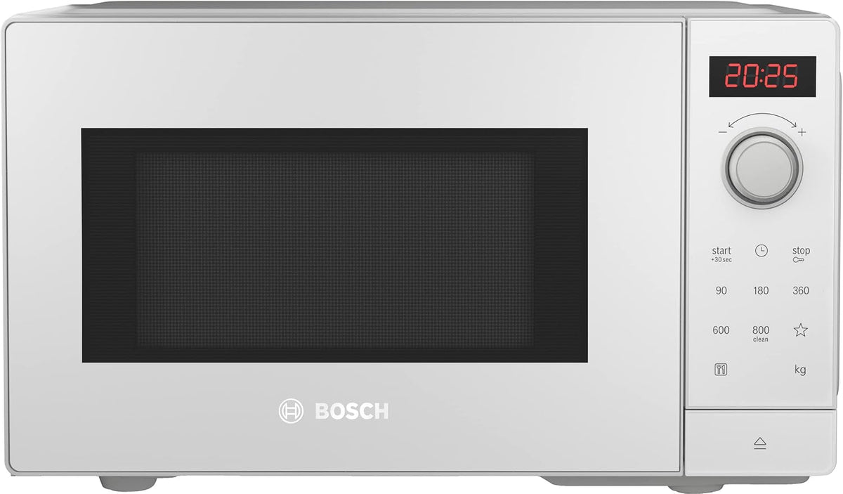 Bosch FFL023MW0 microondas, 26 × 44 cm, 800 W, con iluminación LED, blanco