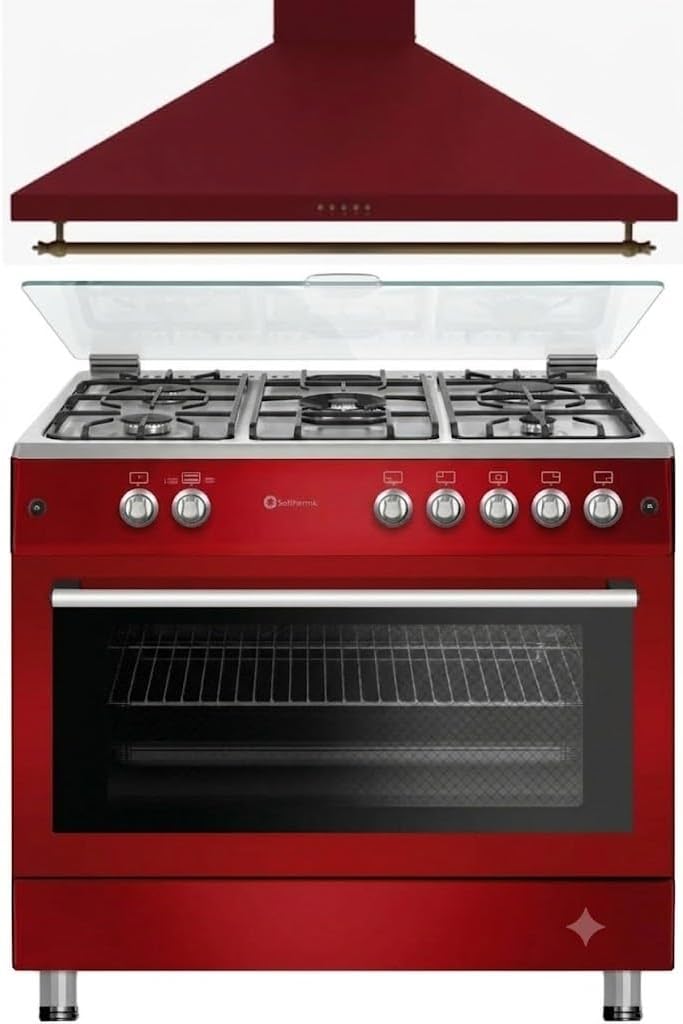 Horno F9L50G2, 90 cm, rojo, para la cocina, SOLTHERMIC