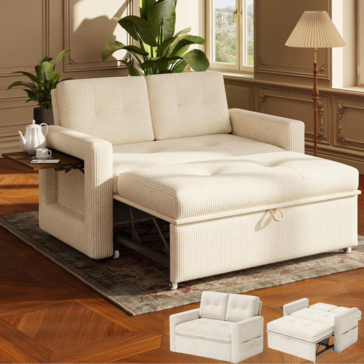 Sofá, regulable, beige, YOUDENOVA
