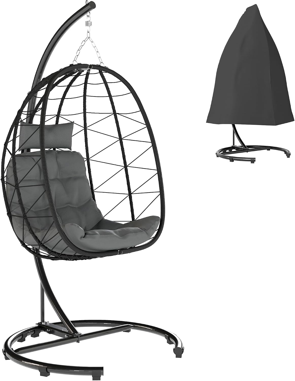 Outsunny columpio, 195 cm, 150 kg, gris, para el jardín, para la terraza