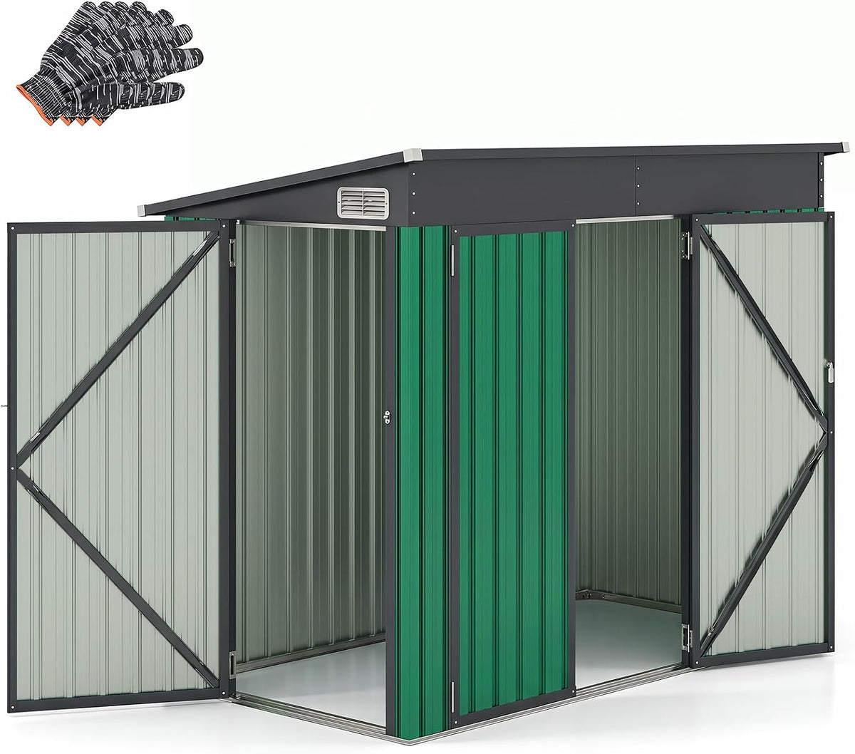 COSTWAY 2.6m2 cobertizo de jardín, 235 × 117 × 185 cm, verde, para el jardín