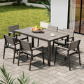 Conjunto de mesa y sillas 6Pzs, 150 cm, aluminio, para el jardín, para la terraza, Devoko