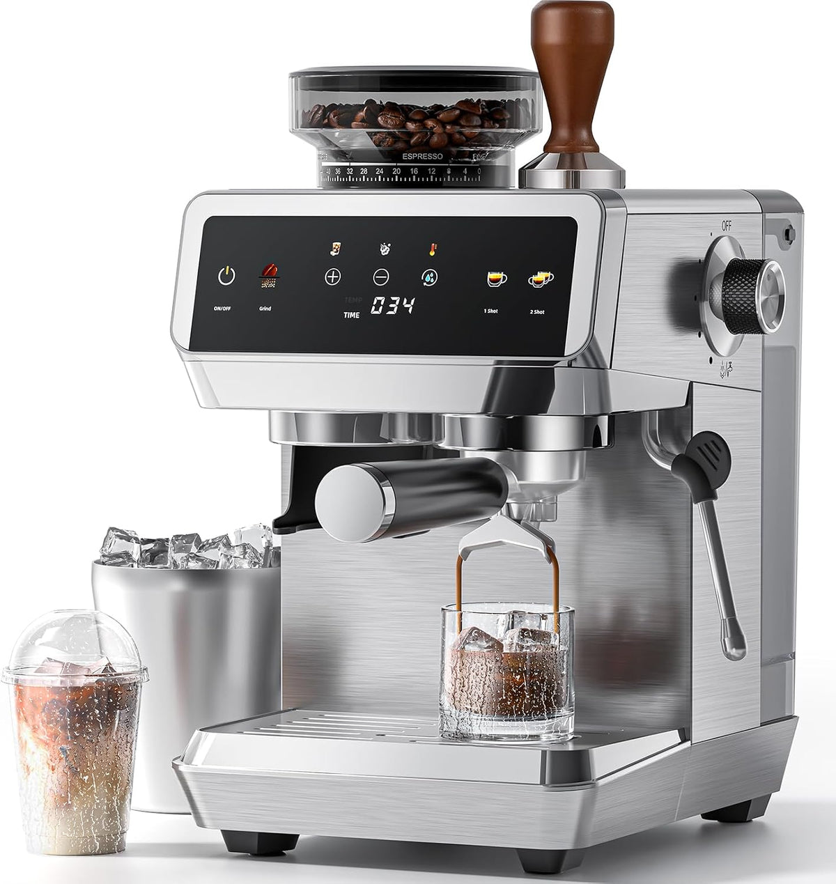 Cafetera automática, acero inoxidable, AMZCHEF
