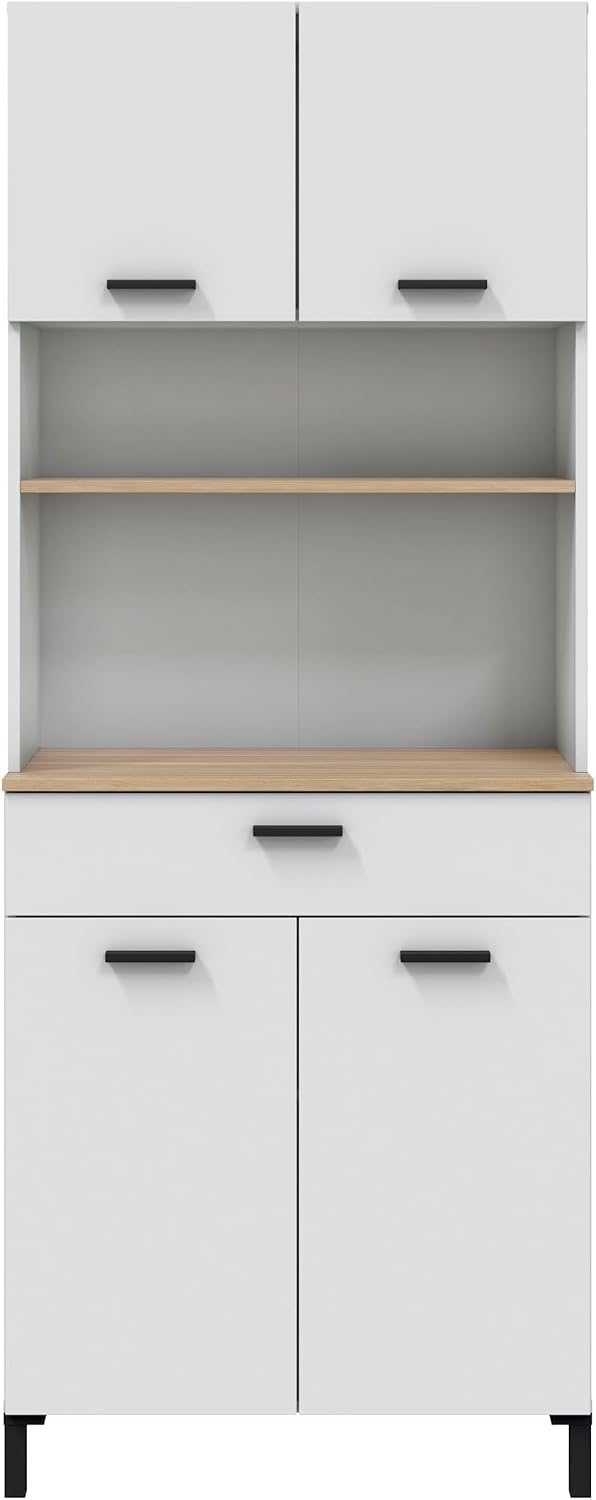 Armario, 185 × 72 × 40 cm, blanco, para la cocina, Habitdesign