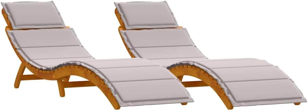 VidaXL tumbona, 55 × 184 × 64 cm, 2 unidades, madera, gris