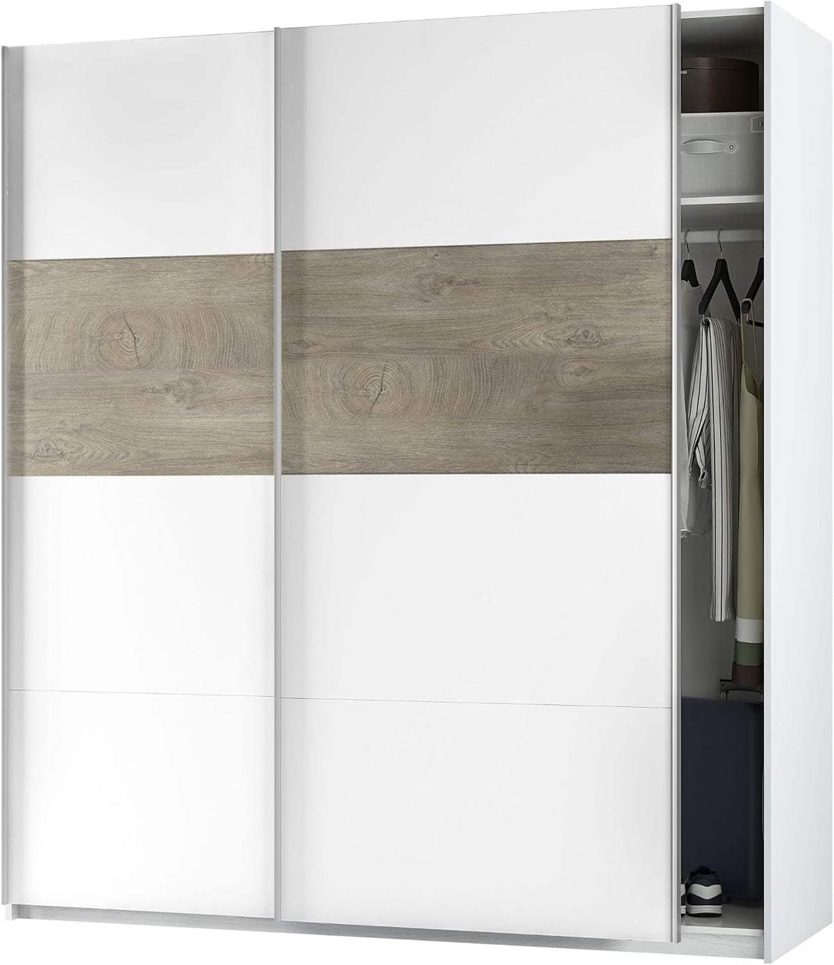 Armario ARM182A, 180 cm, blanco, para el dormitorio, Habitdesign