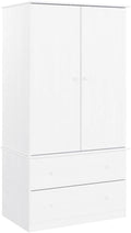 VidaXL armario, 90 × 55 × 170 cm, madera maciza, blanco