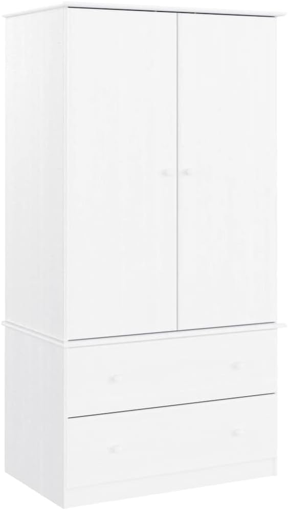 VidaXL armario, 90 × 55 × 170 cm, madera maciza, blanco