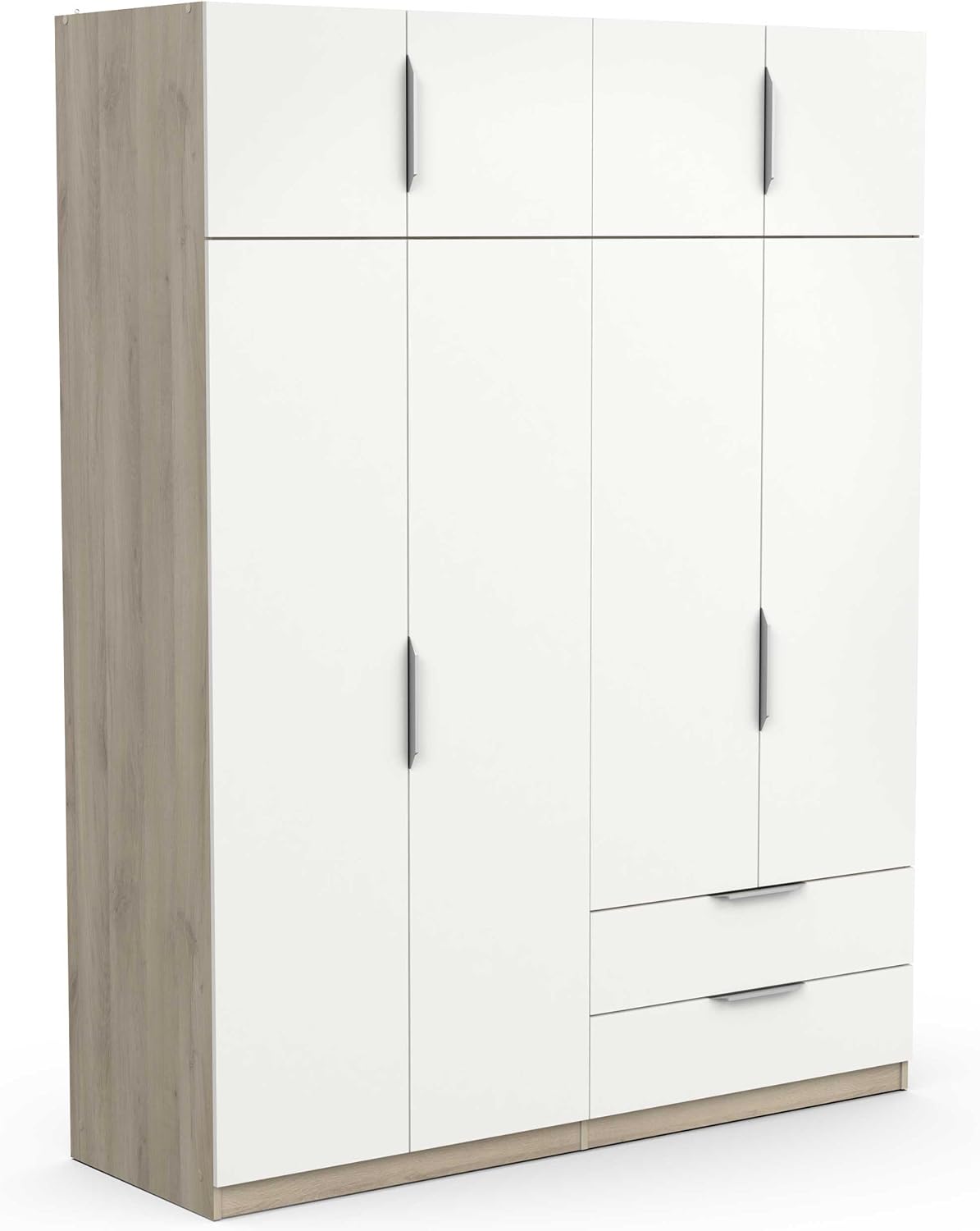 Armario, 157,3 × 51,1 × 203 cm, con cajones, con estantes, madera, blanco, Demeyere