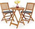 COSTWAY conjunto de mesa y sillas, plegable, madera, gris, para el jardín, para la terraza