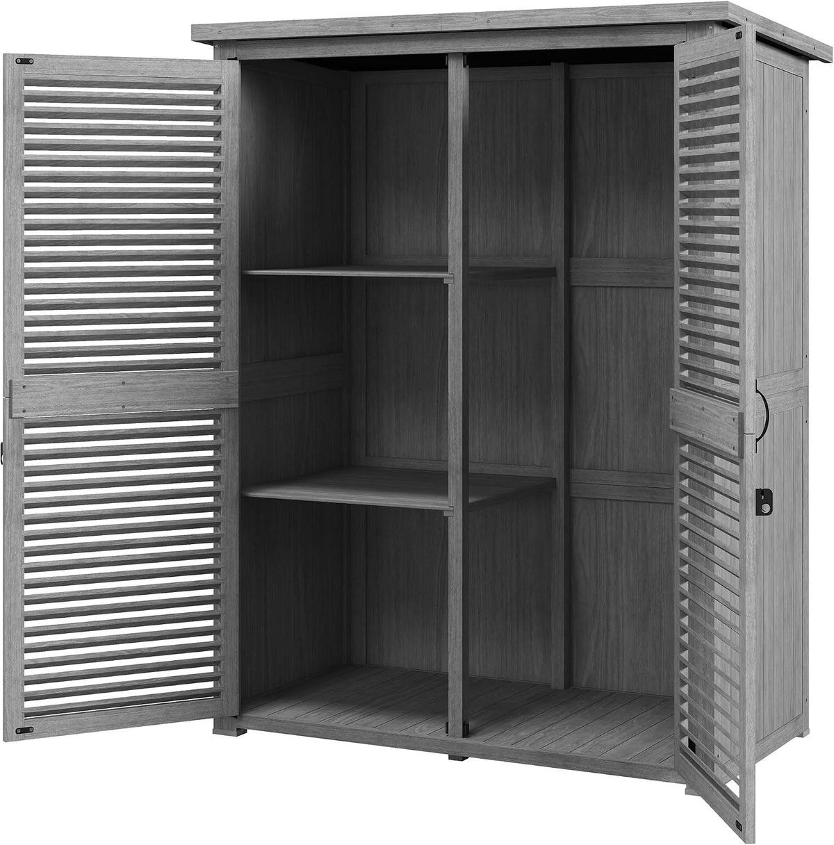Outsunny cobertizo de jardín, 127 × 65 × 168 cm, madera, gris, para el jardín