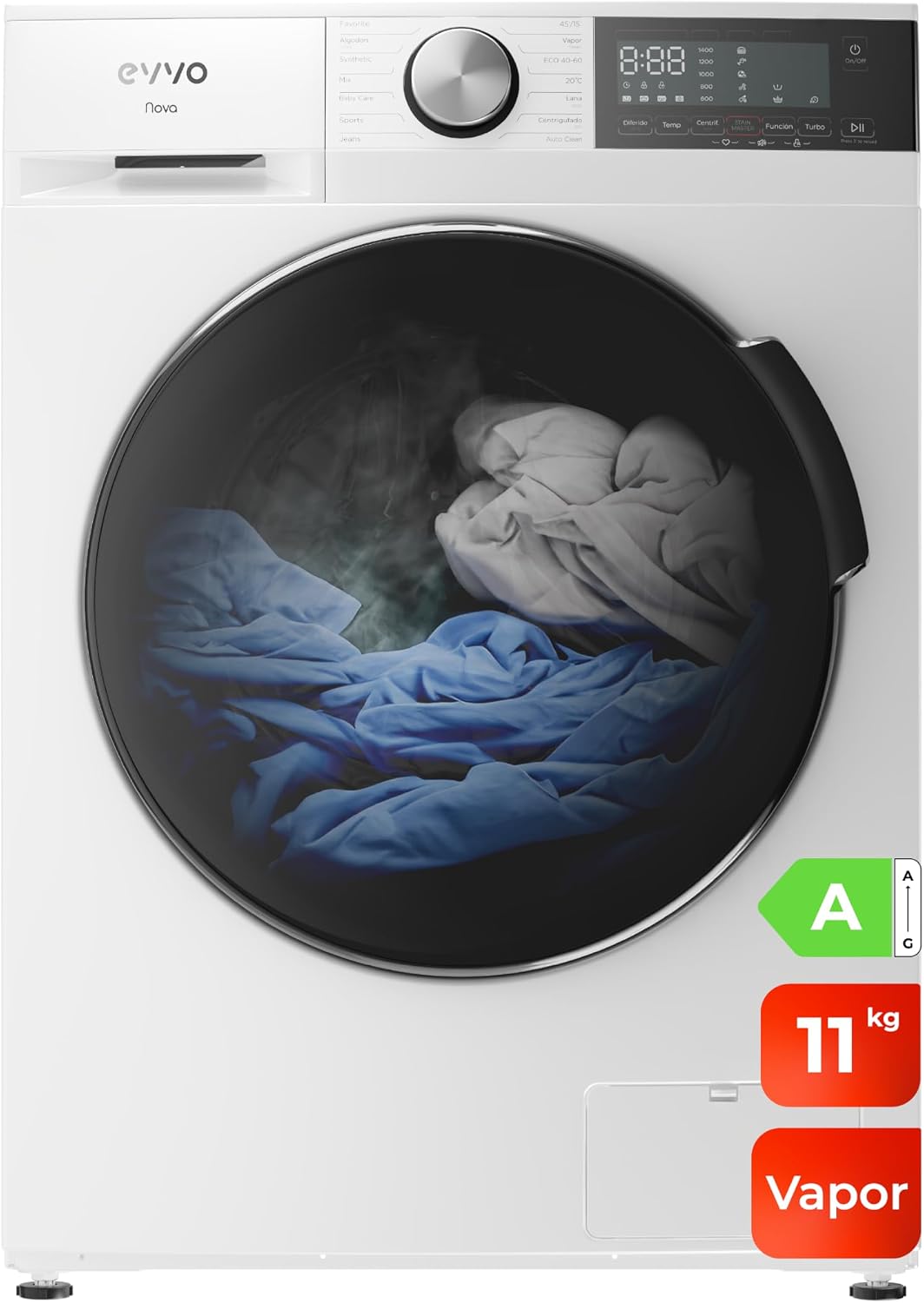 Lavadora, 11 kg, control inteligente, blanco, EVVO