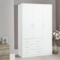 Armario, 200 × 120 × 58 cm, con cajones, blanco, para el dormitorio, Buyqualia
