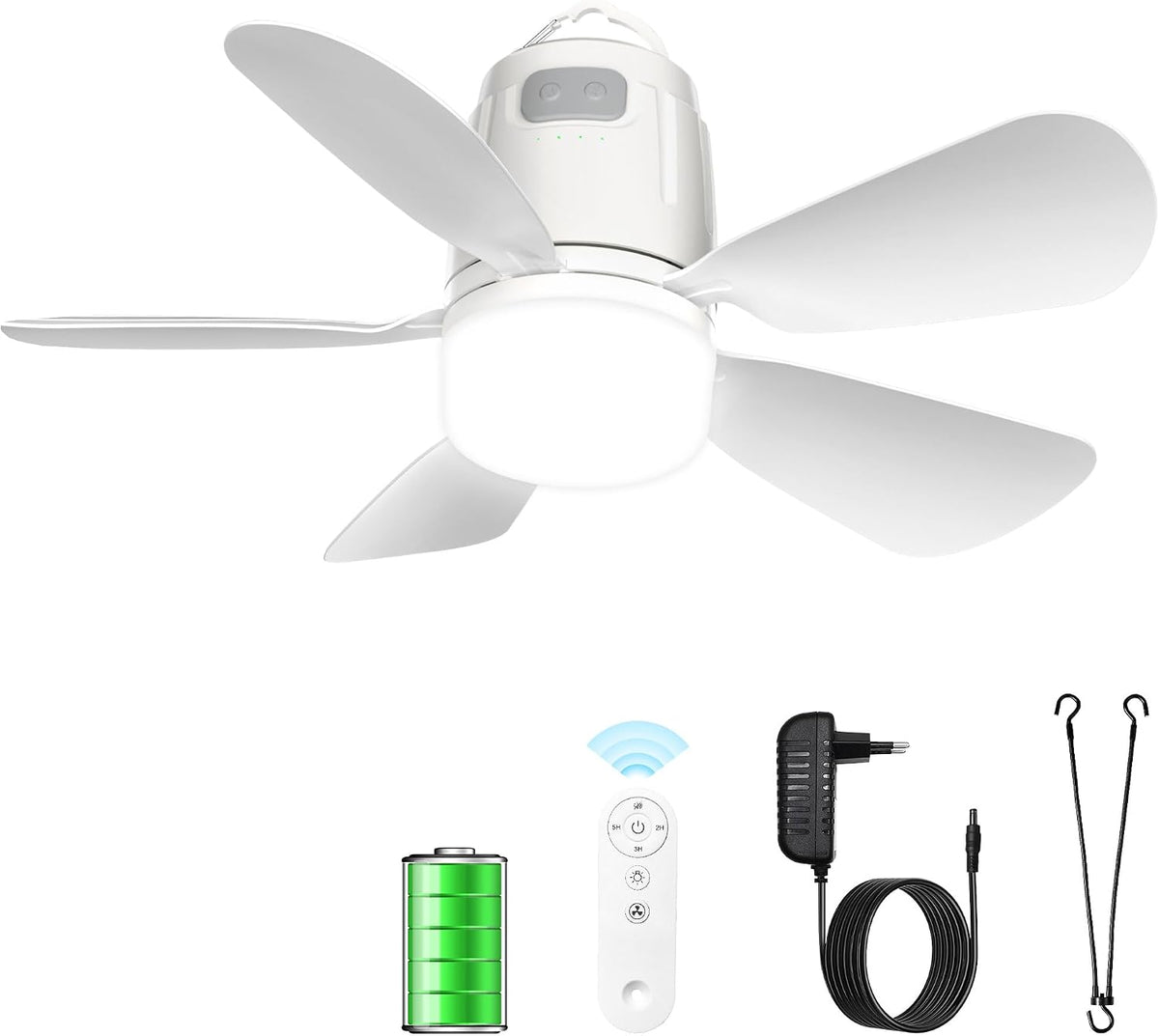 Cenador de jardín, 50 cm, 20000 mAh, con mando a distancia, inalámbrico, blanco, para la terraza, Gliztech