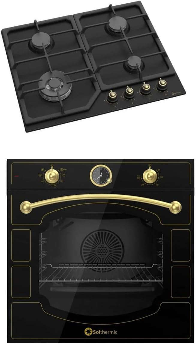 Horno, 60 cm, 64 L, negro, para la cocina, SOLTHERMIC