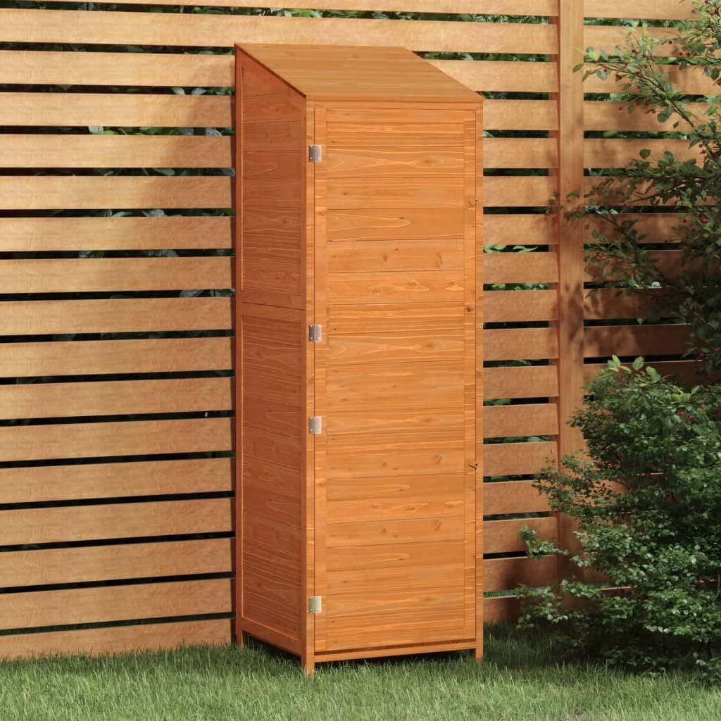 Cobertizo de jardín, 55 × 52 × 174,5 cm, madera maciza, marrón, para el jardín, Emmtore
