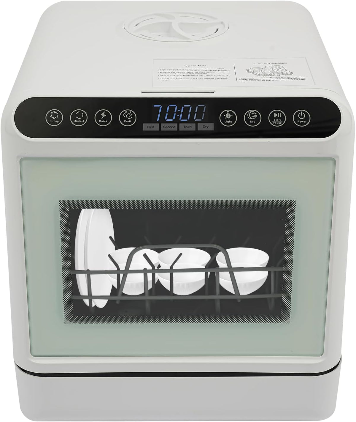 Lavavajillas, 6 L, 72 °C, 1100 W, con iluminación LED, para el dormitorio, Eieblek