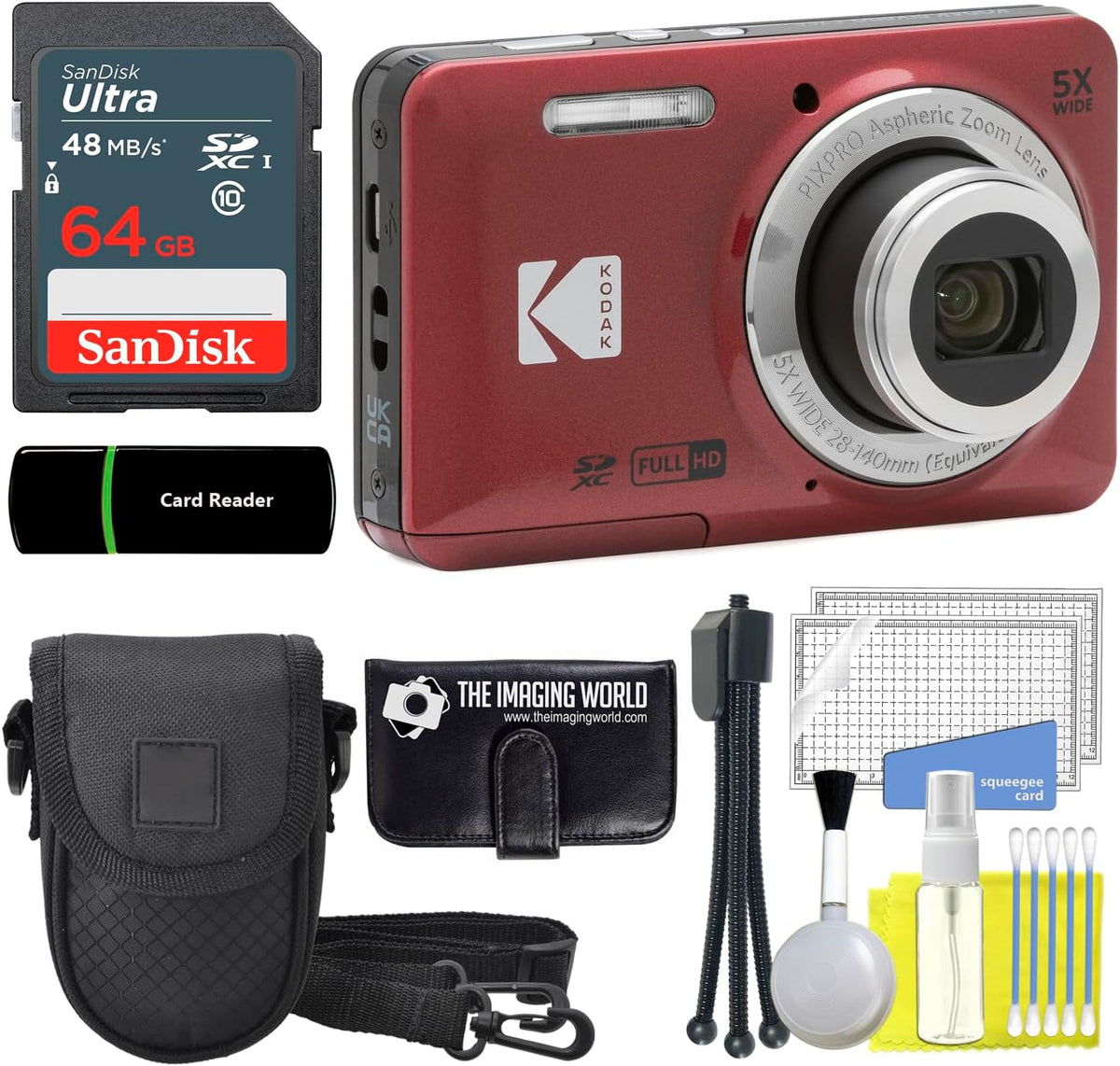 Cámara compacta FZ55, 28 mm, rojo, The Imaging World