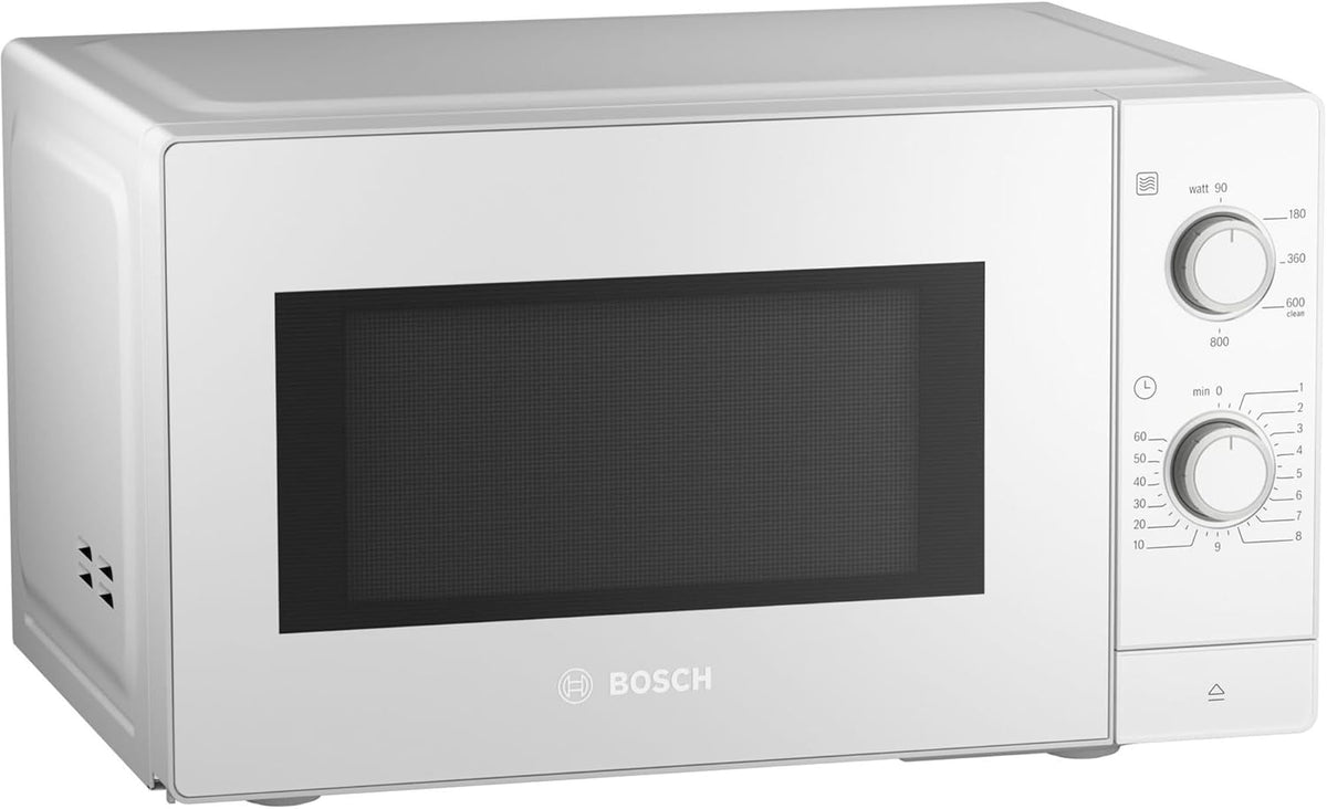 Bosch FFL020MW0 microondas, 26 × 44 cm, 800 W, con iluminación LED, blanco