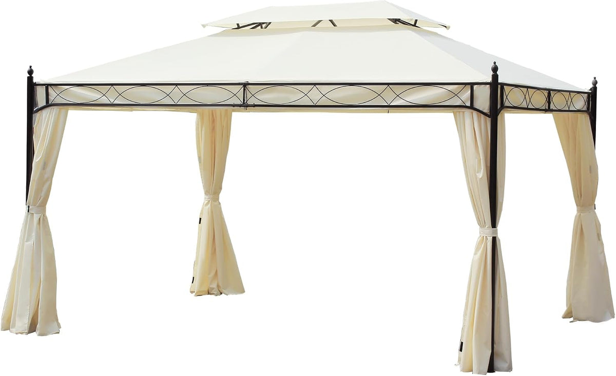 Outsunny cenador de jardín, 4 × 3 m, blanco, para el jardín