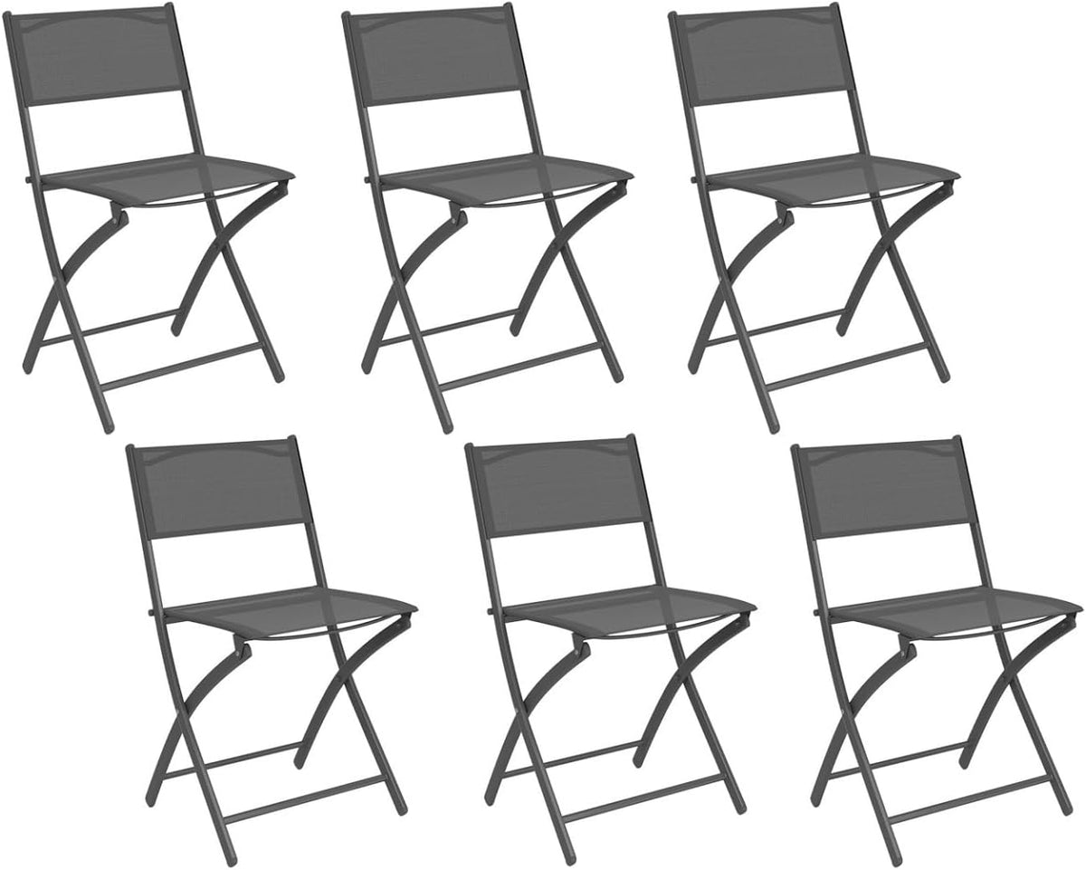 Silla, 46 × 82 cm, plegable, metal, gris, para el jardín, IDMarket