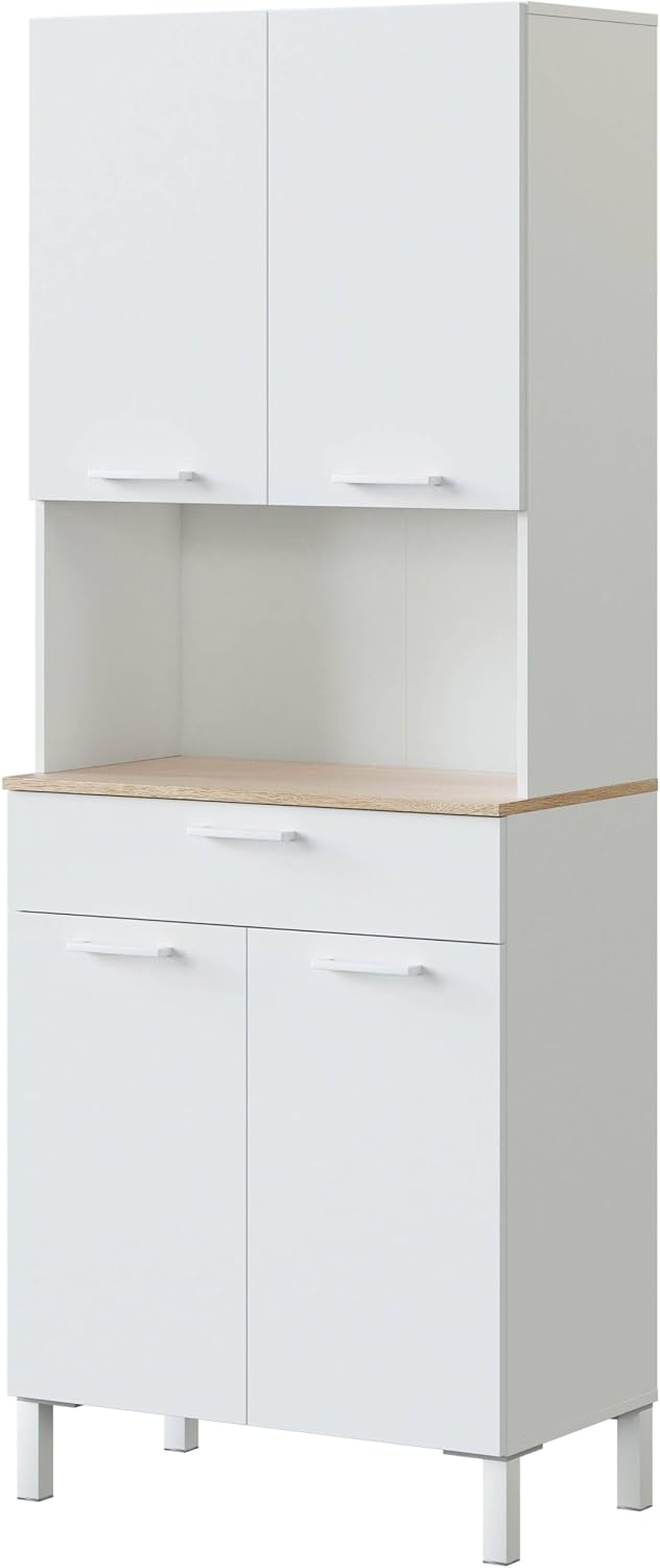 Microondas, 186 cm, blanco, para la cocina, Habitdesign