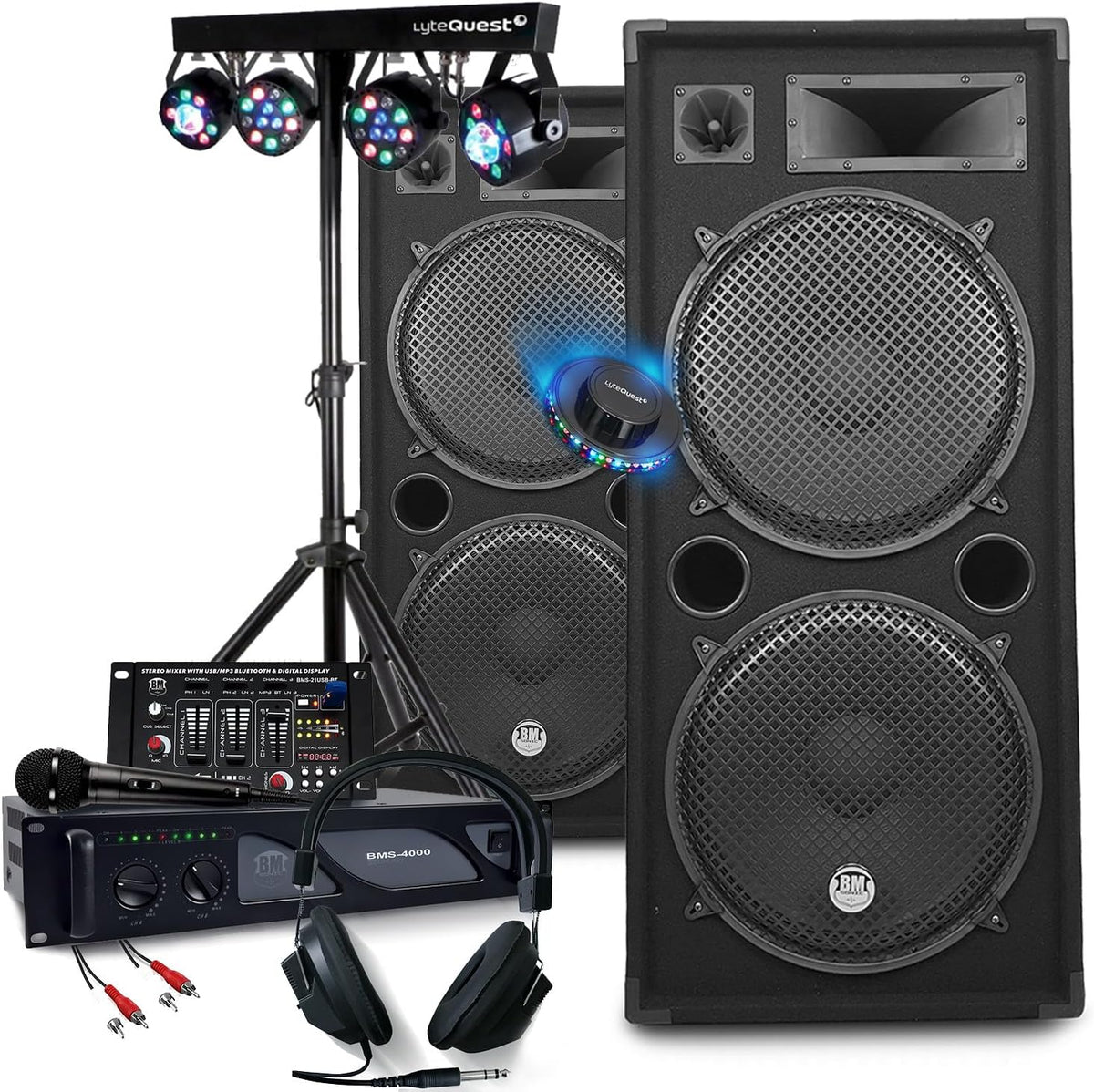 Sistemas de megafonía y anuncio, 48,2 cm, 3000 W, 2000 W, con iluminación LED, BM SONIC
