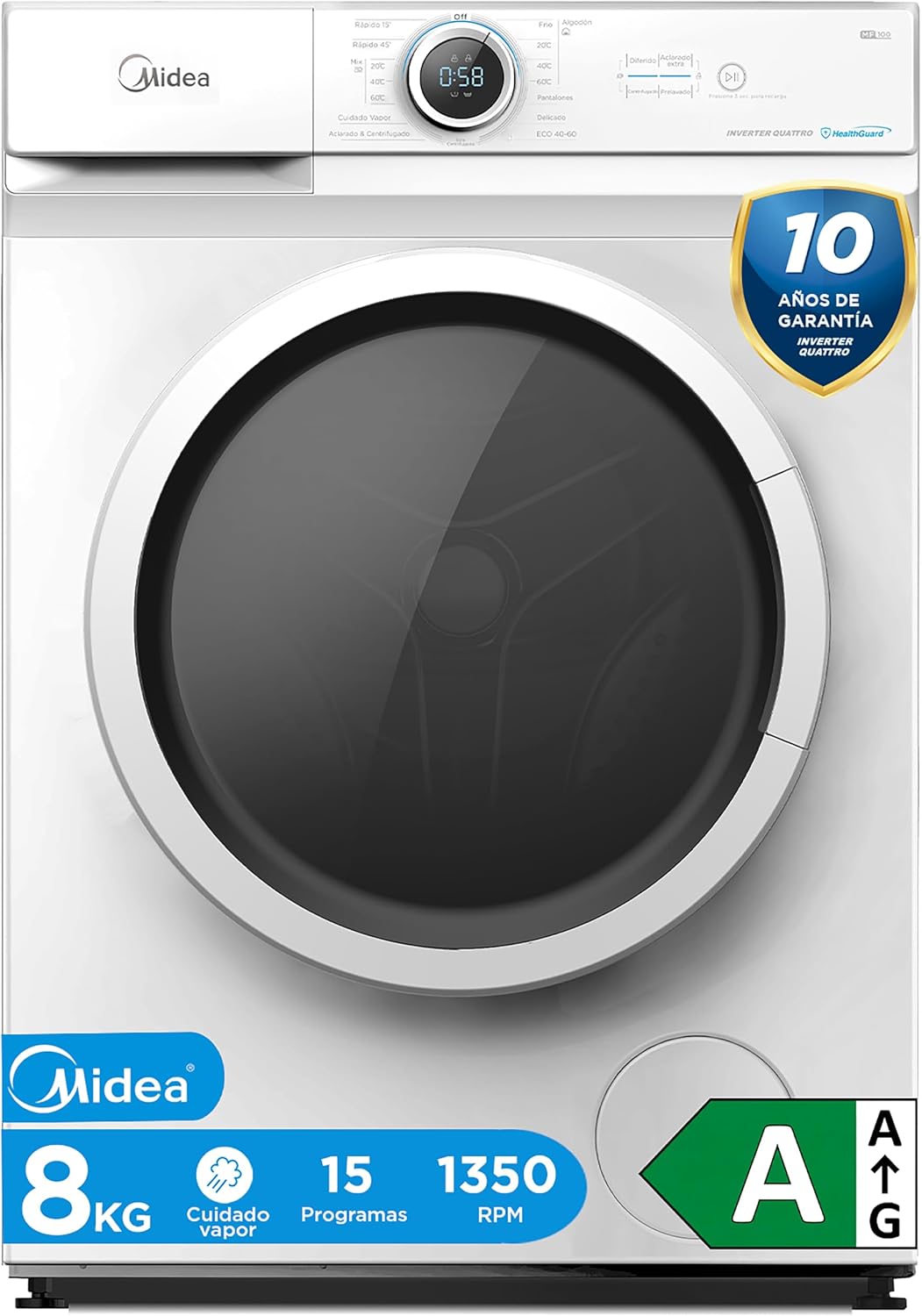 Lavadora, 8 kg, 1950 W, Midea